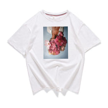 Load image into Gallery viewer, 95% cotton bloom flower feather women t -shirt 2019 summer short sleeve round neck harajuku printing tee Casual fashion Female